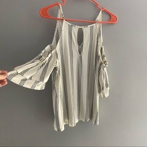 Express striped cold shoulder short-sleeved top